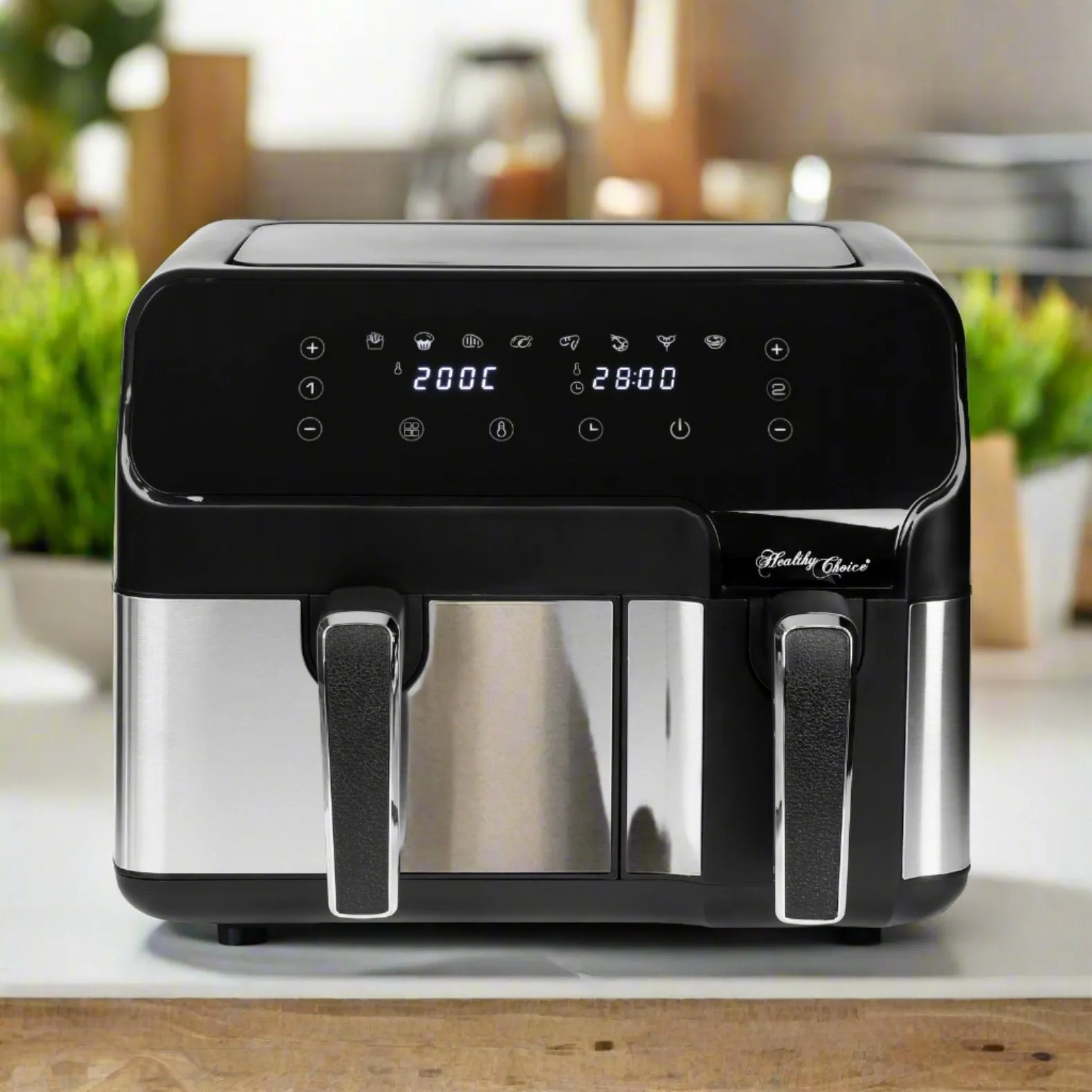 10L Digital Dual Zone Air Fryer with Dual Temperature Control