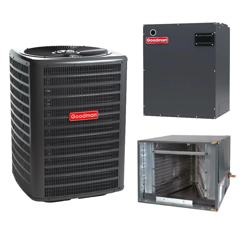 1.5 Ton 14.7 SEER2 Goodman Horizontal Air Conditioner System with Models GLXS4BA1810, CHPTA1822B3, MBVB12BP1X00