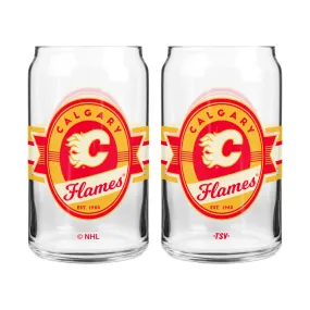 2 Pack Glass Set 16oz NHL Calgary Flames