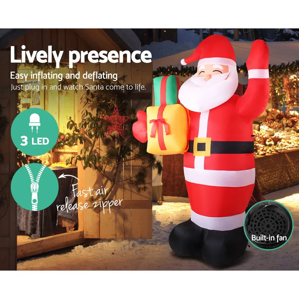 2.4M LED Santa Inflatable, Water-Resistant, Jingle Jollys