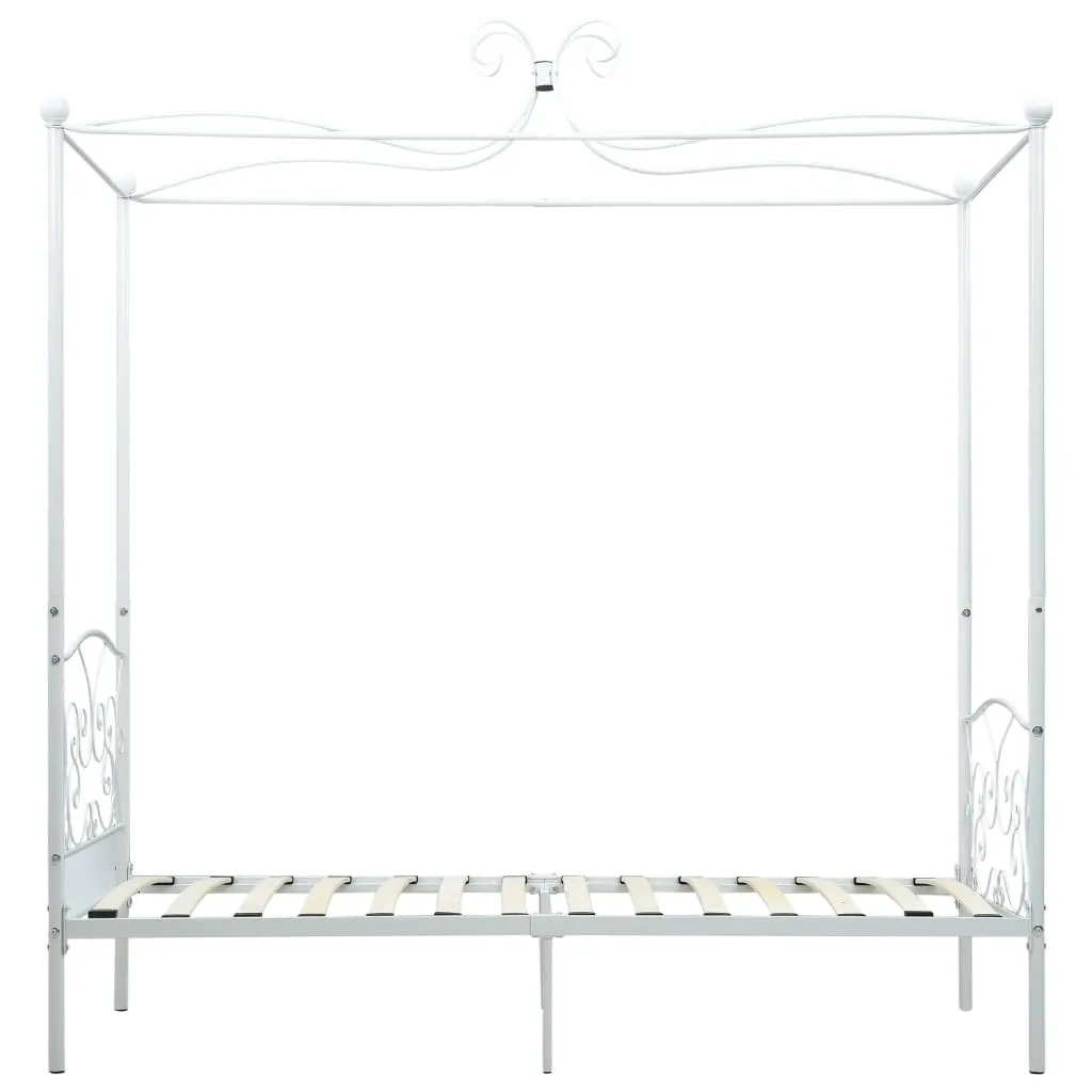 284469 vidaXL Canopy Bed Frame without Mattress White Metal 100x200 cm