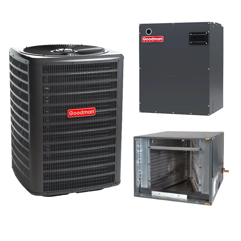 3.5 Ton 13.8 SEER2 Goodman Horizontal Air Conditioner System with Models GLXS3BN4210, CHPTA4230C3, MBVB16CP1X00