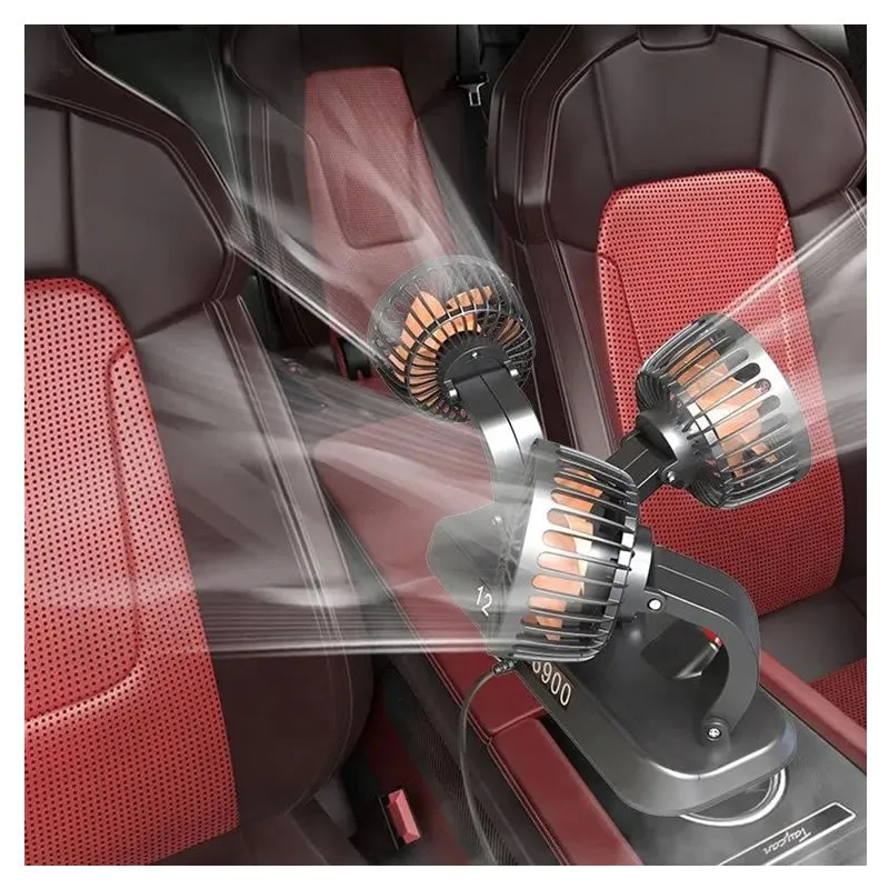 360-Degree Rotating Adjustable Car Three-Head Fan