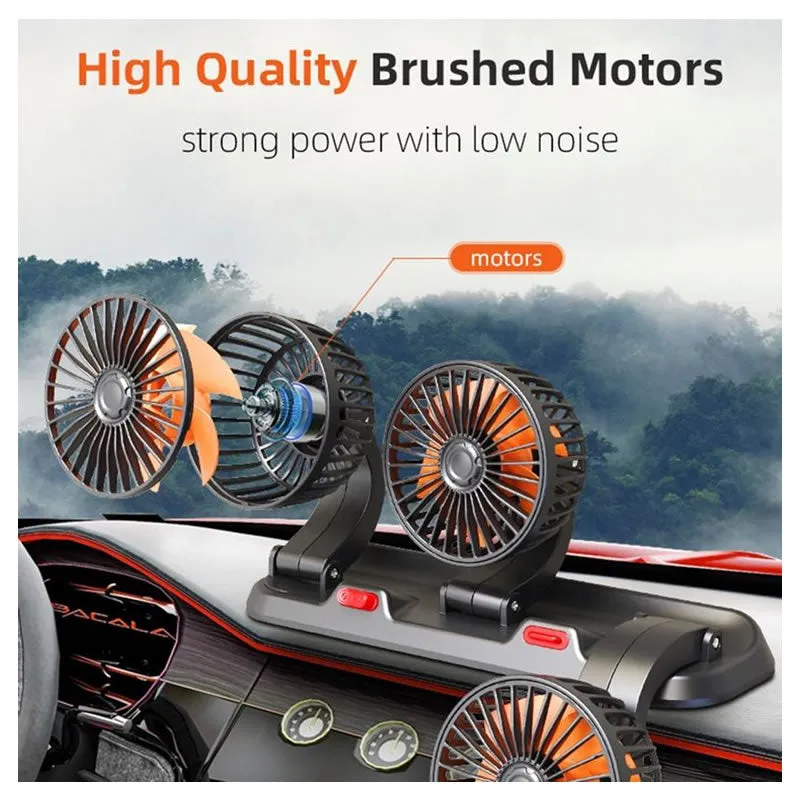 360-Degree Rotating Adjustable Car Three-Head Fan