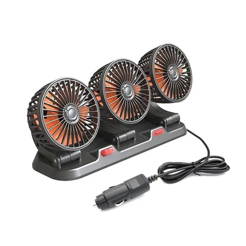 360-Degree Rotating Adjustable Car Three-Head Fan