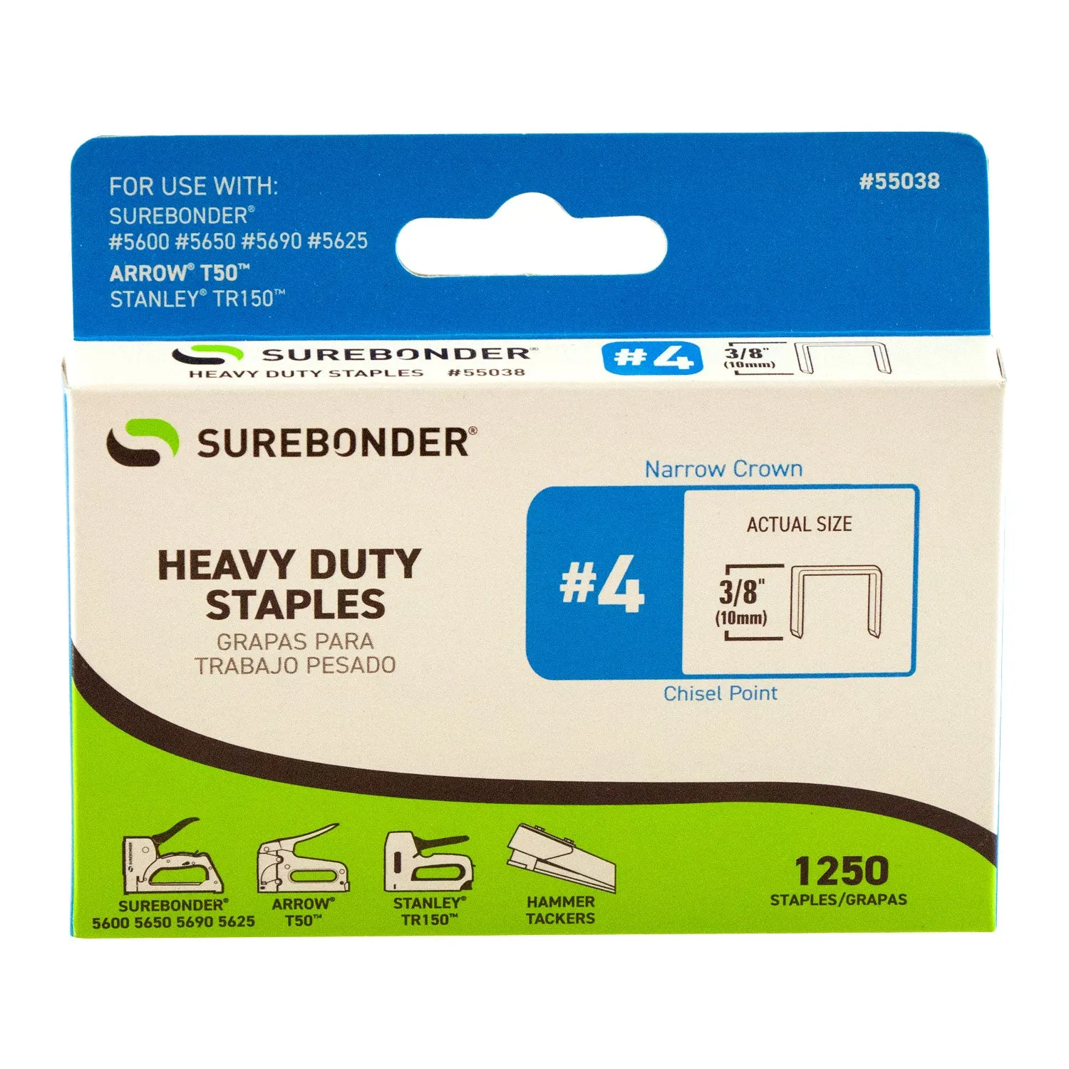 #4 Heavy Duty 3/8" Narrow Crown Staples - 1250 ct.