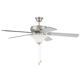 52" Decorator's Choice 2 Light in Brushed Polished Nickel w/ Brushed Nickel/Walnut Blades