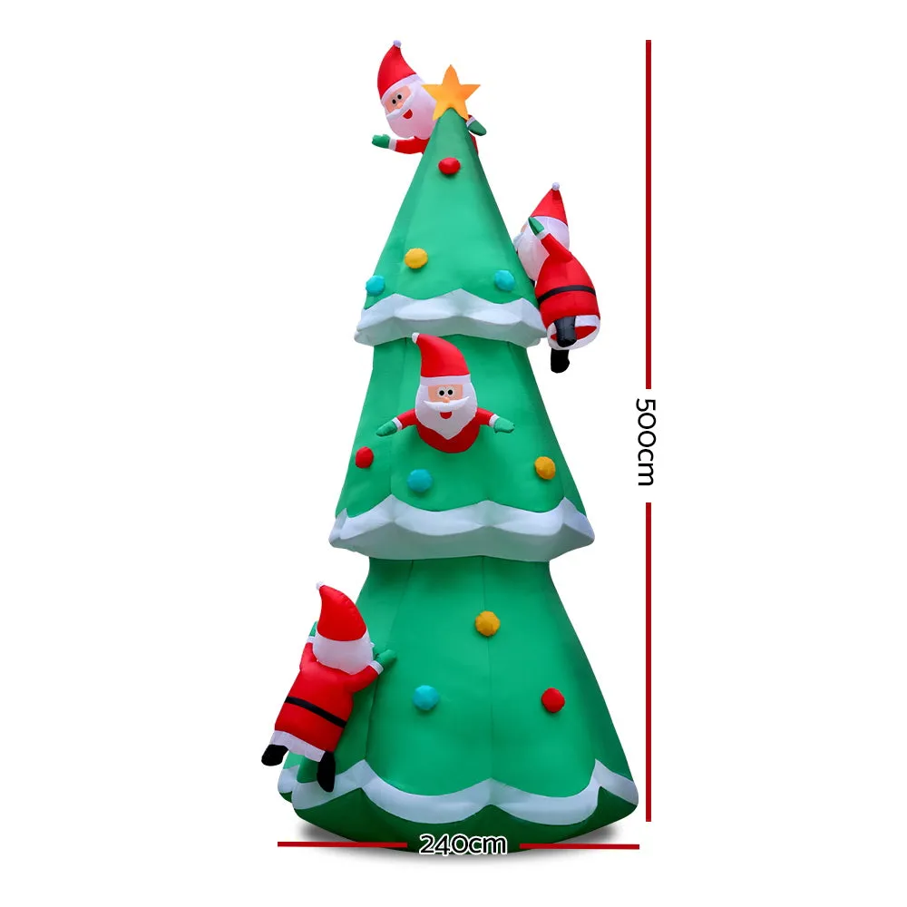 5M UV-Resistant Inflatable Christmas Santa Tree, Jingle Jollys