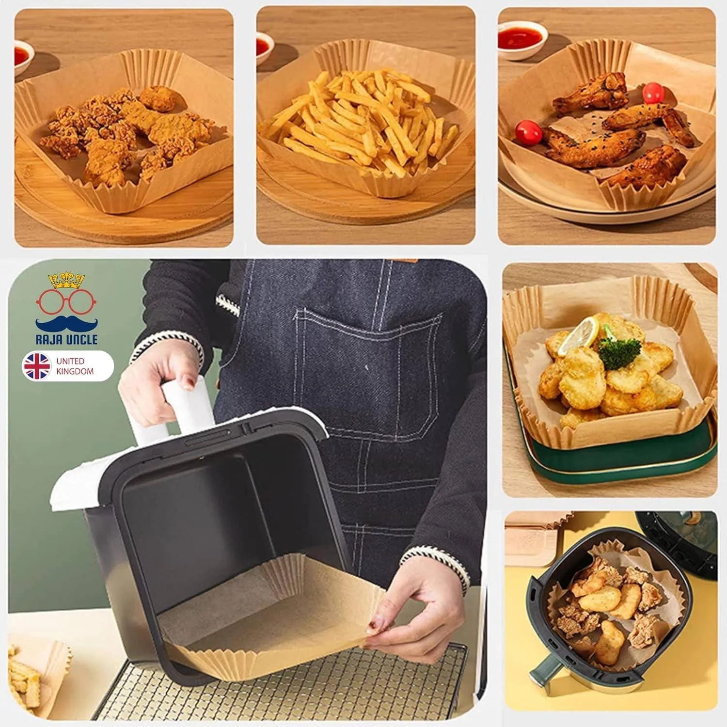 7.9 Inch Square Air Fryer Liners [100Pcs]