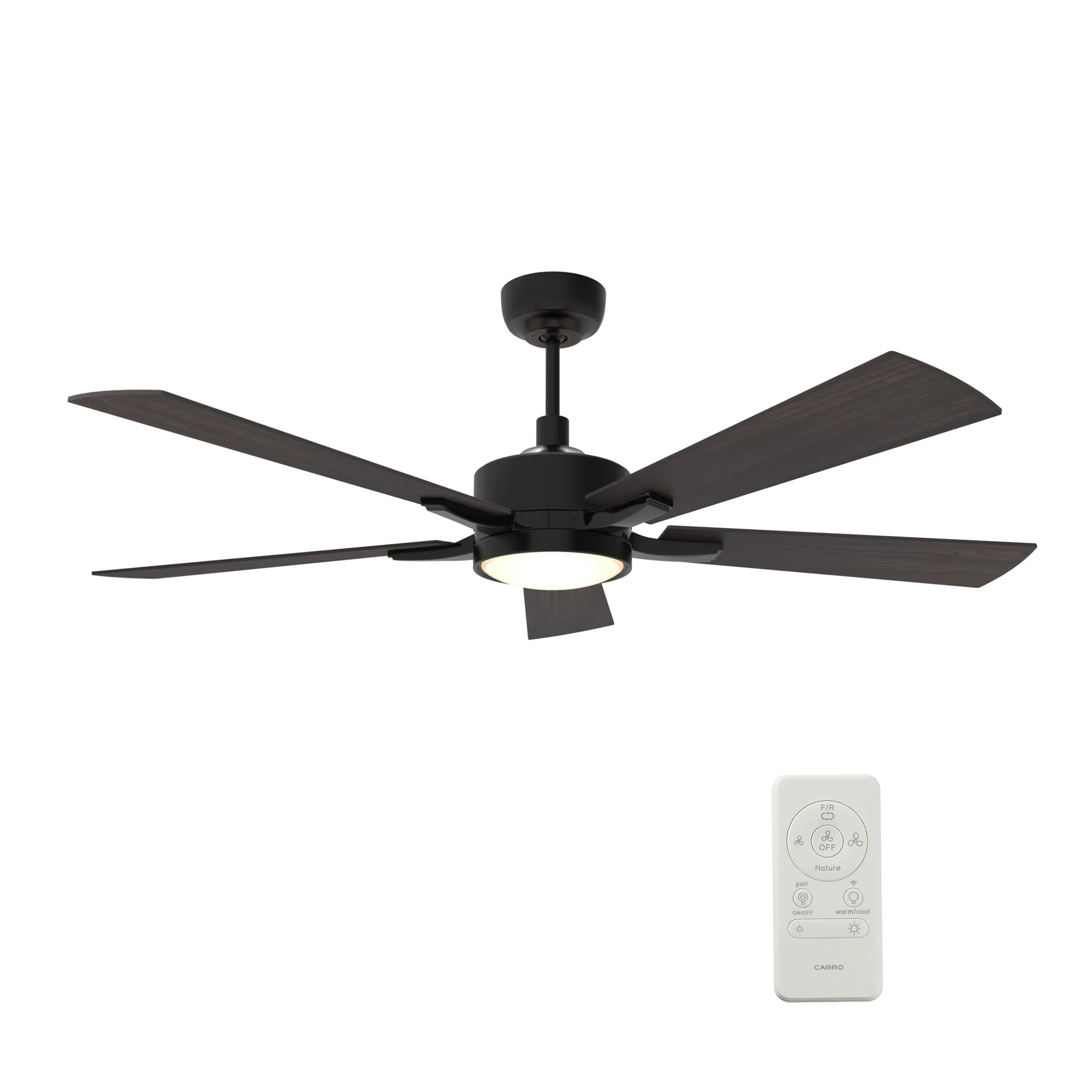 APPLETON 56 inch 5-Blade Smart Ceiling Fan with LED Light Kit & Remote Control- Black/Dark Walnut & Wood Finish (Reversible Blades)