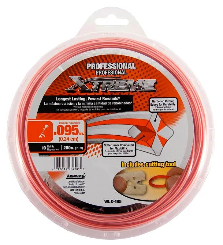 Arnold Xtreme Professional WLX-195 Trimmer Line, 0.095 in Dia, 200 ft L, Monofilament :EA: QUANTITY: 1