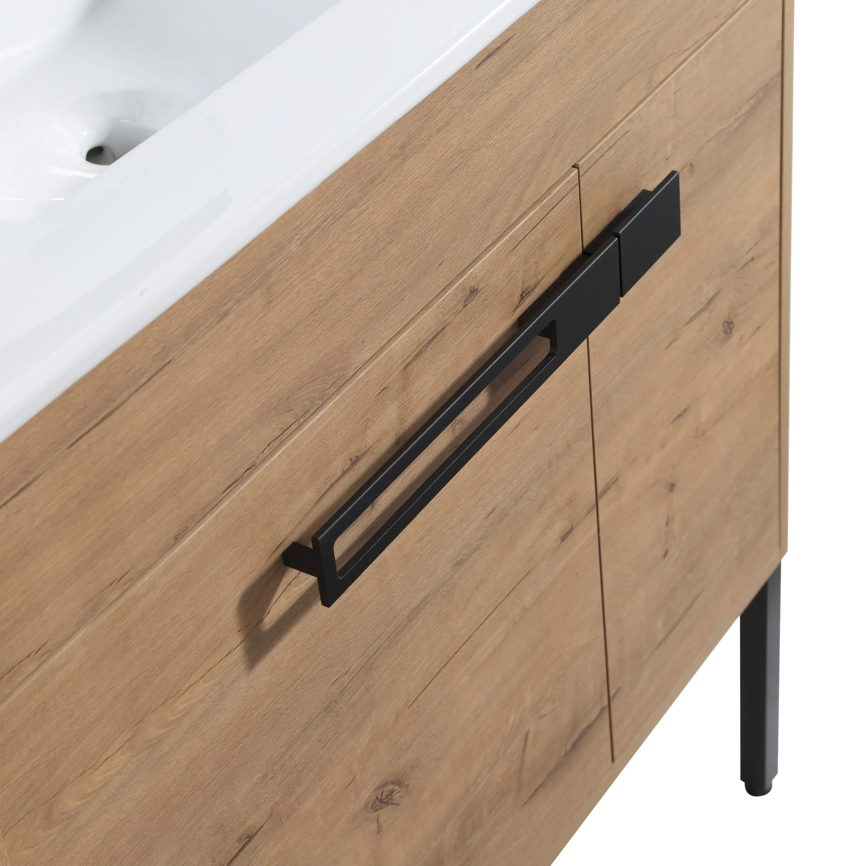 Blissful Aqua Bathroom Vanity With Sink - Oak