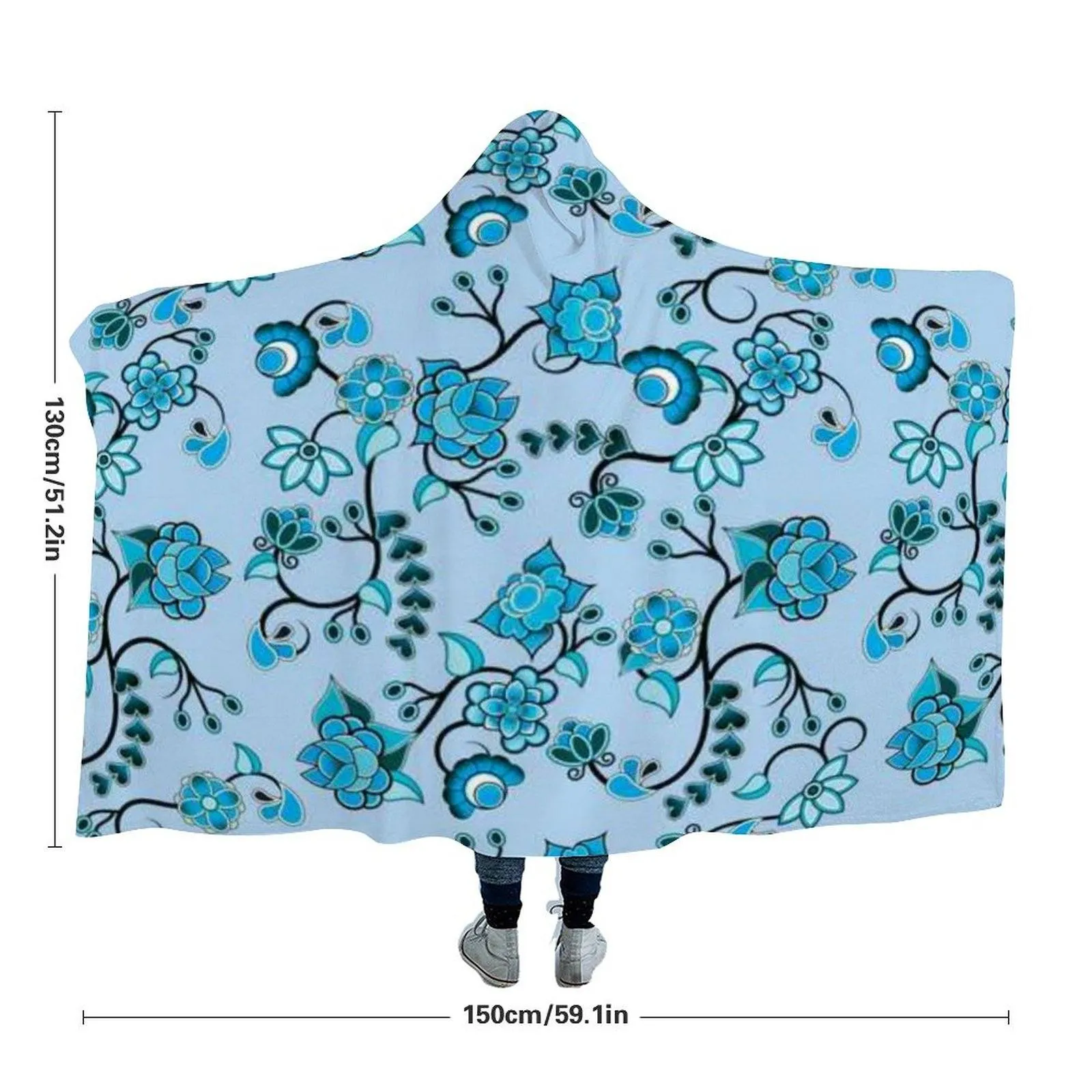 Blue Floral Amour Hooded Blanket