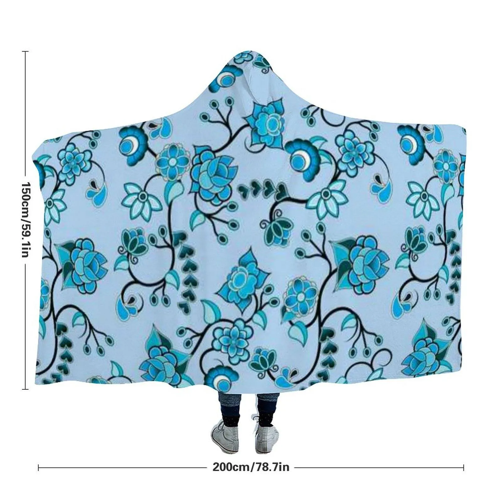 Blue Floral Amour Hooded Blanket