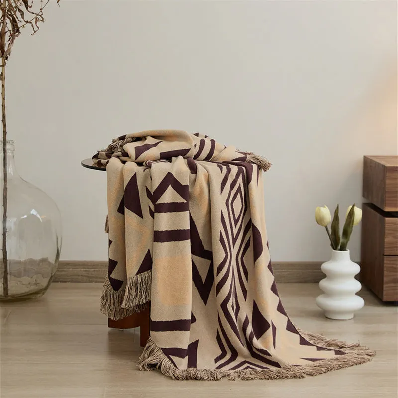 Bohemia Knitted Tassel Throw Blanket