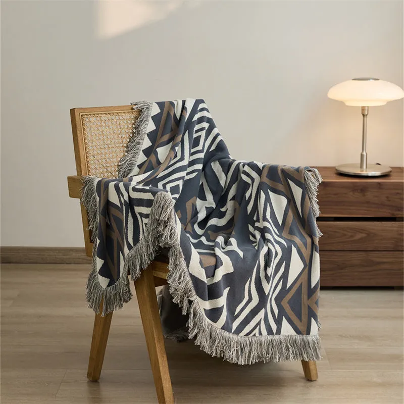 Bohemia Knitted Tassel Throw Blanket