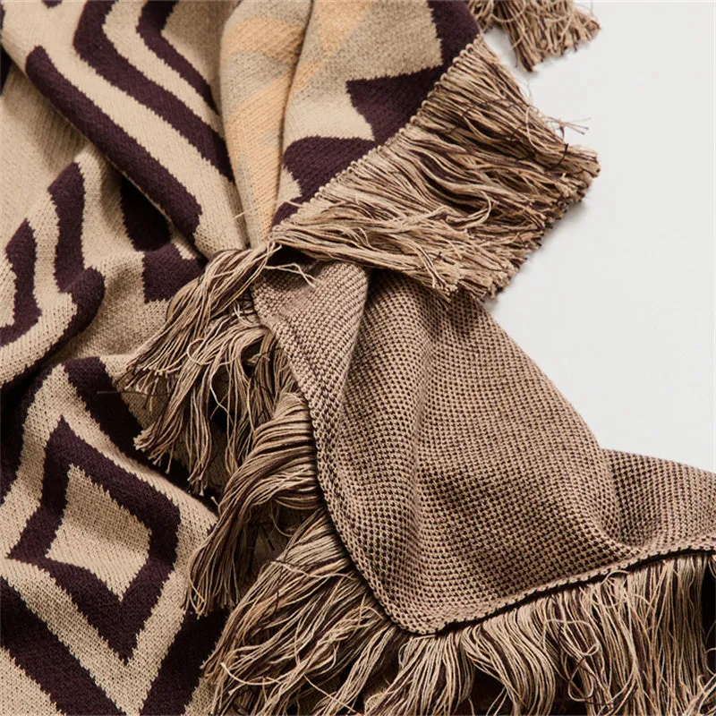 Bohemia Knitted Tassel Throw Blanket