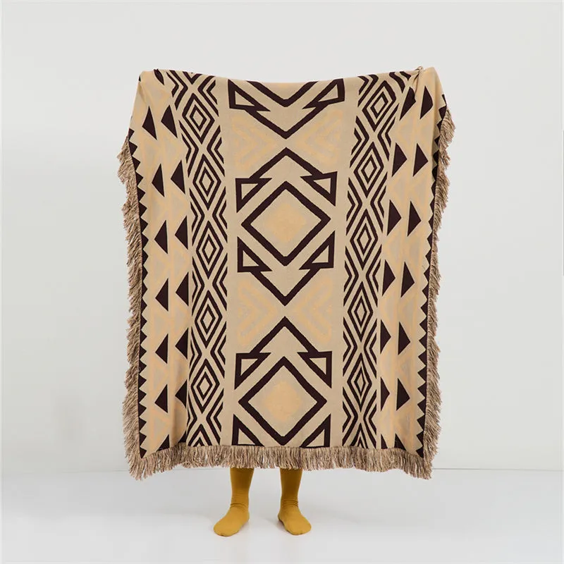 Bohemia Knitted Tassel Throw Blanket