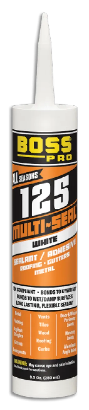 Boss Products 125 Multi-Seal® Building Construction Sealant, 10.1 oz Cartridge, White