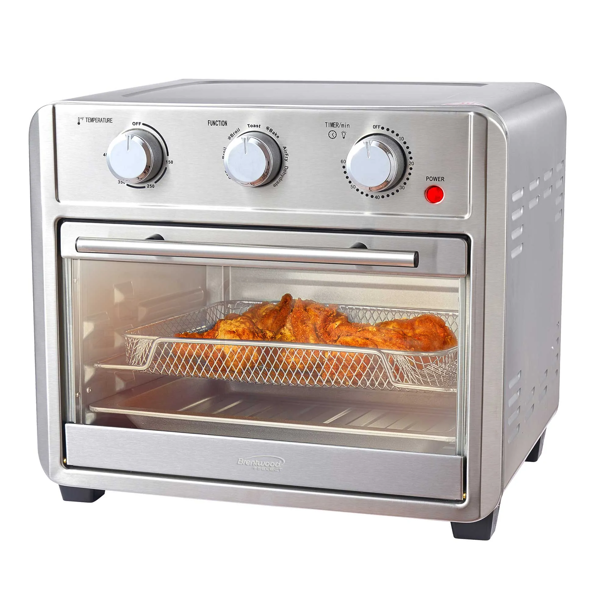 Brentwood Select AF-2410S 24-Quart Convection Air Fryer Toaster Oven, Dehydrate, Broil, Bake, with 60 Minute Timer, Stainless Steel