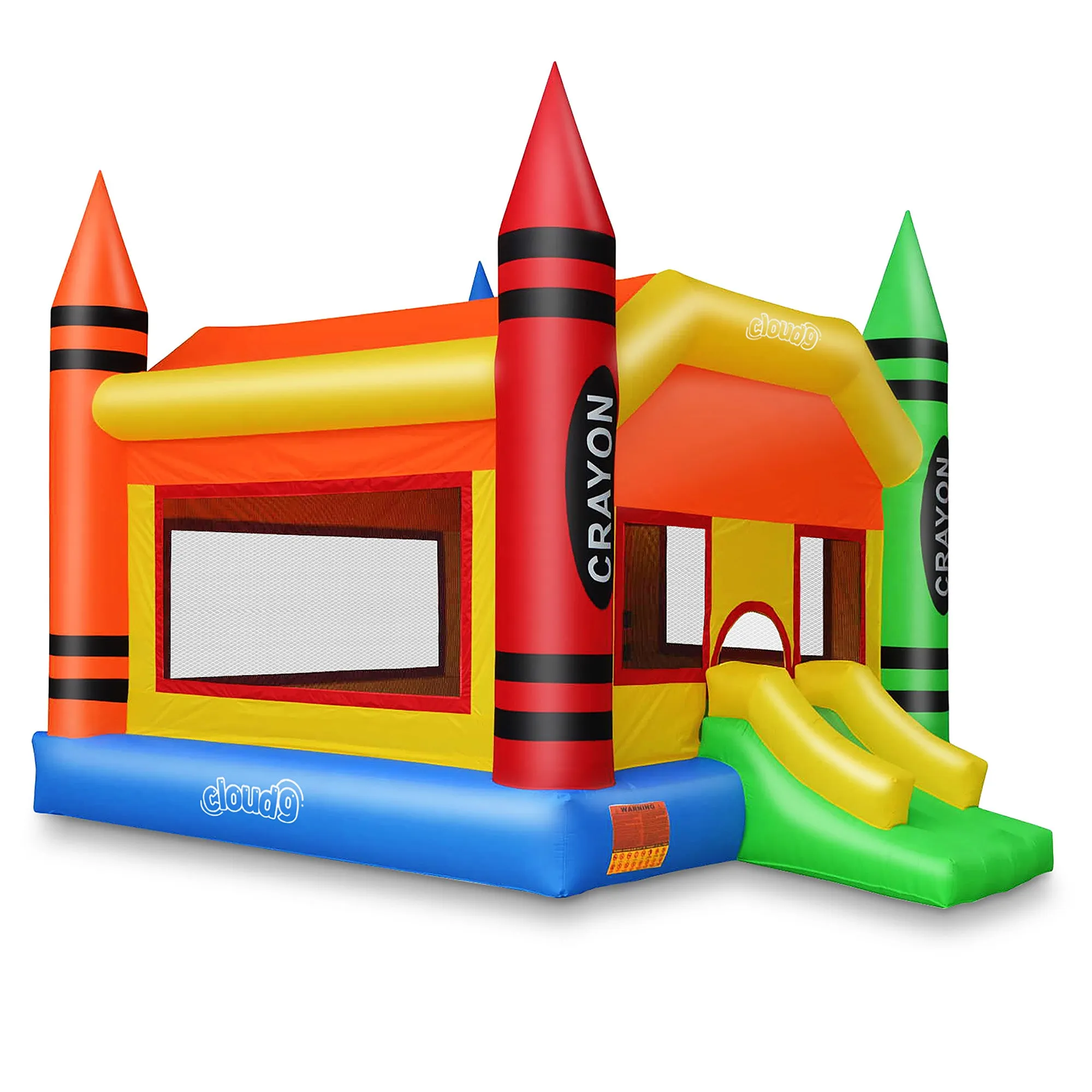 Crayon Inflatable Bounce House with Slide and Air Blower - Cloud 9