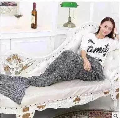 Creative Winter Woolen Mermaid Tail Sofa Blanket