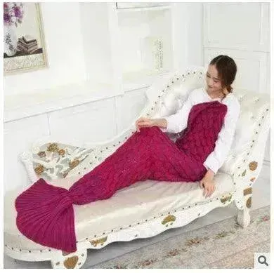 Creative Winter Woolen Mermaid Tail Sofa Blanket