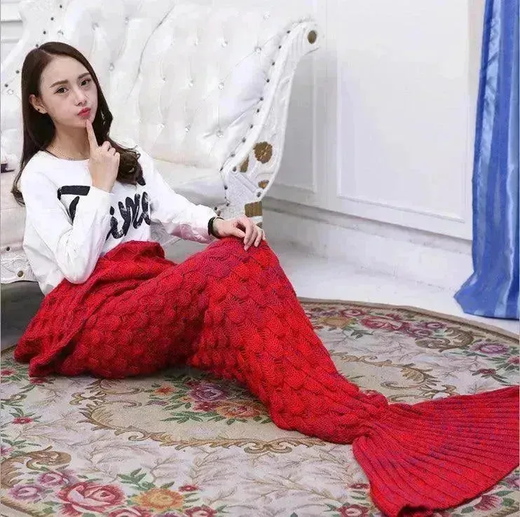 Creative Winter Woolen Mermaid Tail Sofa Blanket