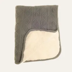 Dark Grey Cable Knit Sherpa Fleece Baby Blanket