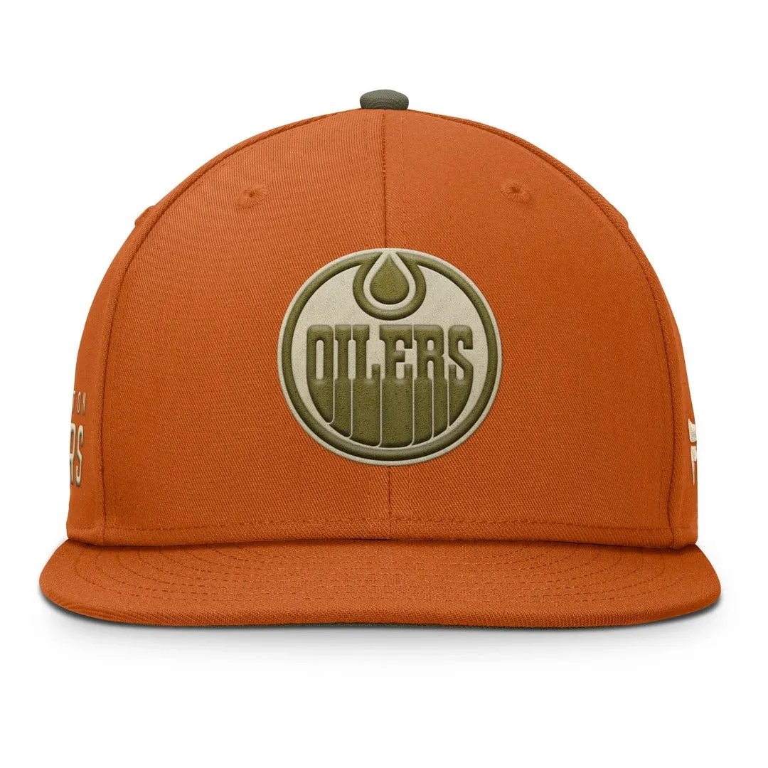 Fanatics Men's NHL Edmonton Oilers 2024 Hunter Flatbrim Snapback Cap