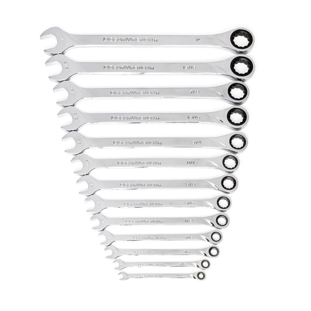 GearWrench 85199 13 Pc. 72-Tooth 12 Point XL Ratcheting Combination SAE Wrench Set