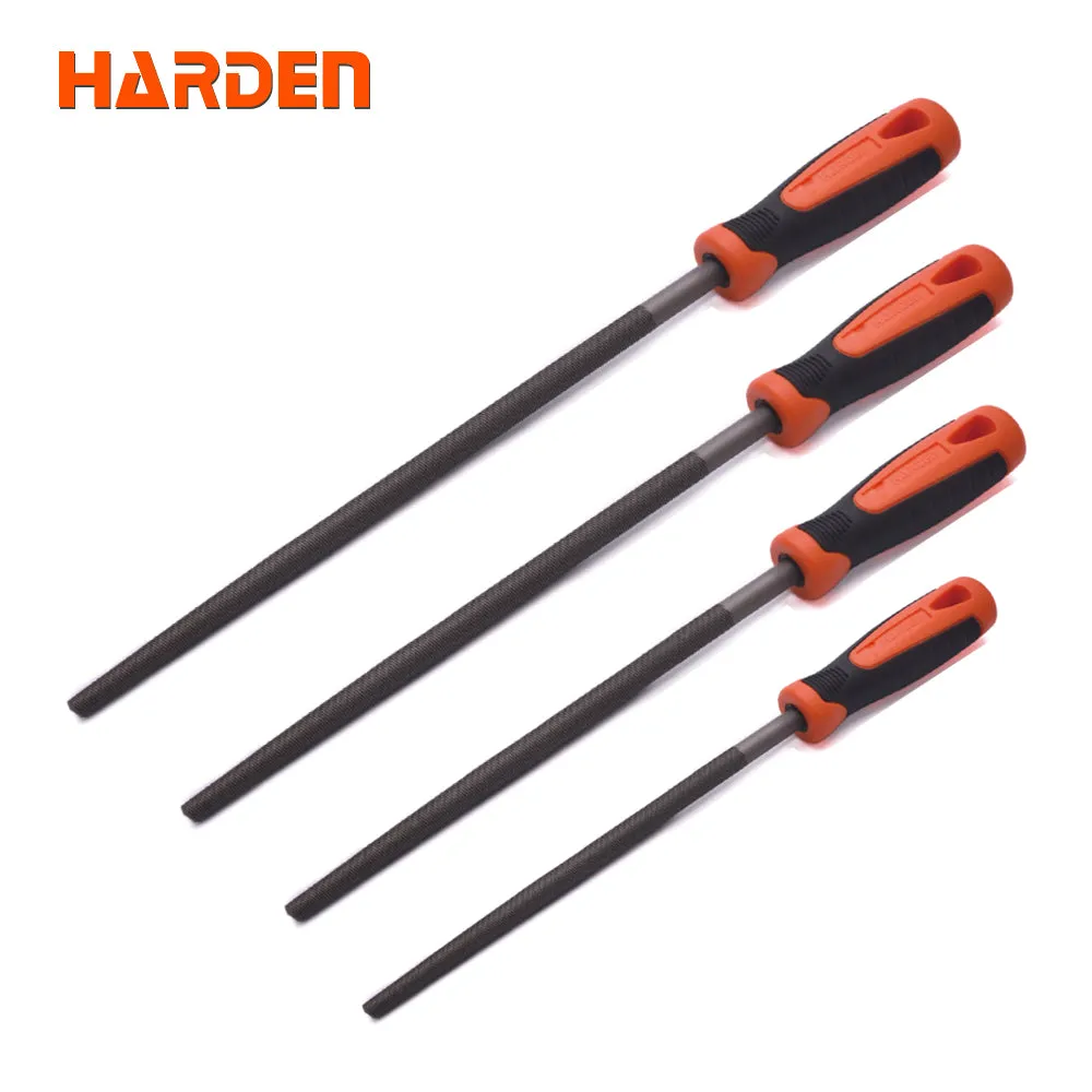 Harden Round second cut file with soft handle 10"