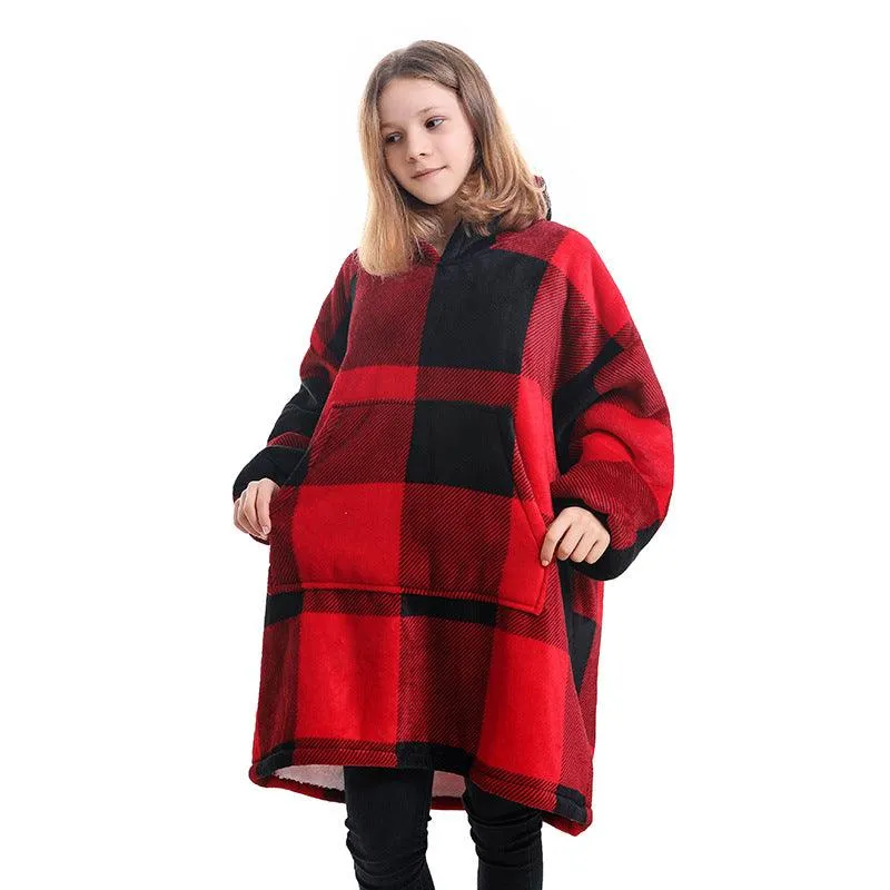 Hooded Pullover Sweater Women's Fall Winter Cold Protection And Warm Pajamas TV Blanket