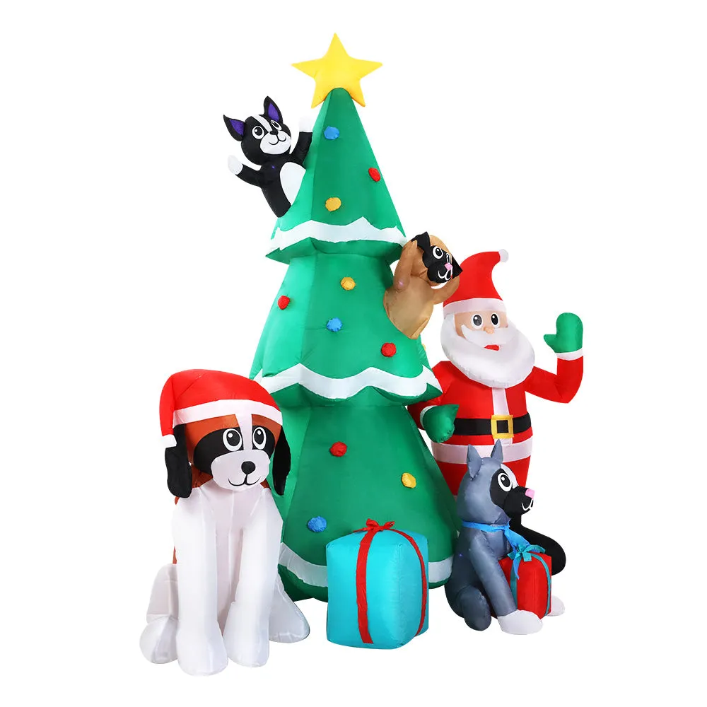 Illuminated Water-Repellent Inflatable Santa Tree - Jingle Jollys