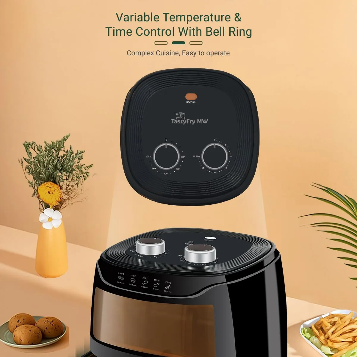 INALSA Tasty fry MW Air Fryer for Home|4.2 L Capacity|Visible Window & Internal Light|1400 W with Smart AirCrisp Technology|6-In-1 Appliance for Air fry,Bake,Roast,Grill and Reheat