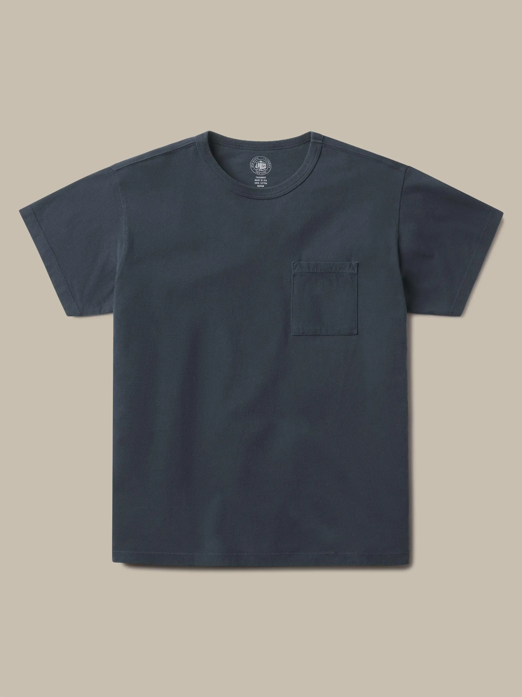 J.PRESS x BUCK MASON TOUGH KNIT POCKET T - NAVY