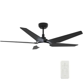 KAJ 52 inch 5-Blade Smart Ceiling Fan with LED Light Kit & Remote - Black/Black