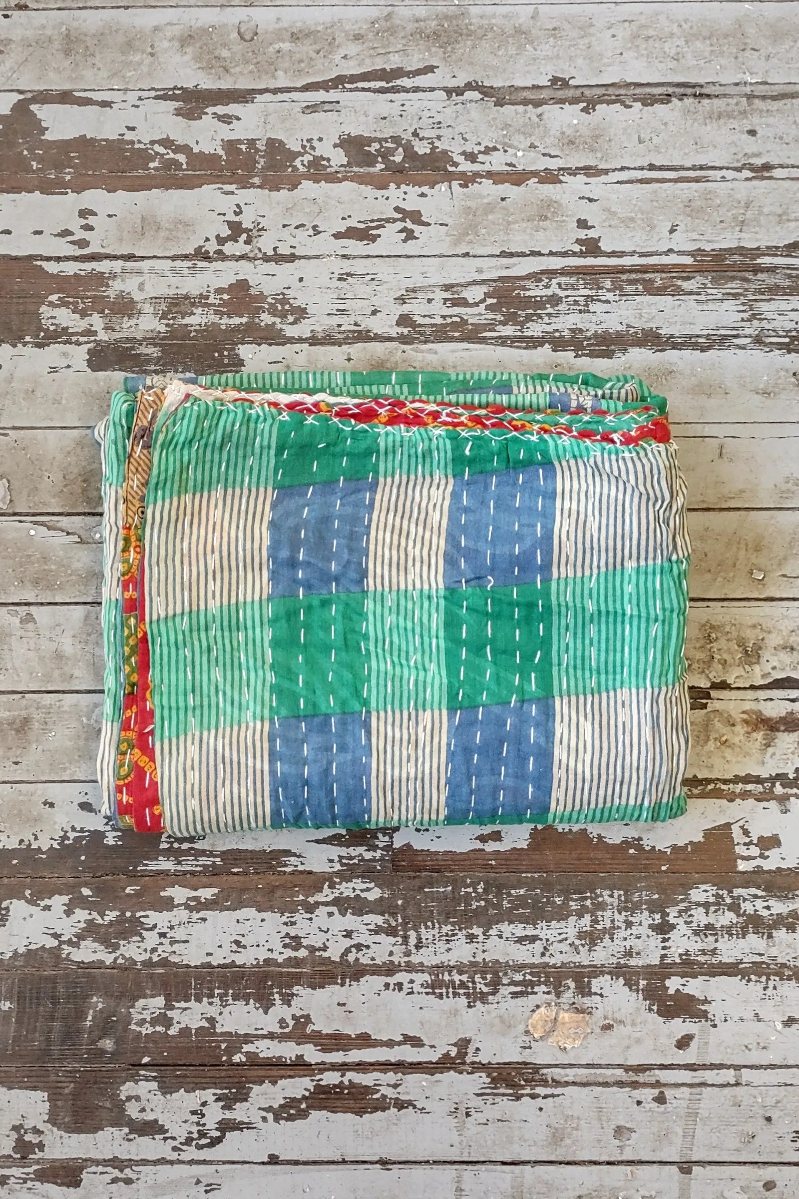 Kantha Sari Throw Blanket #1478