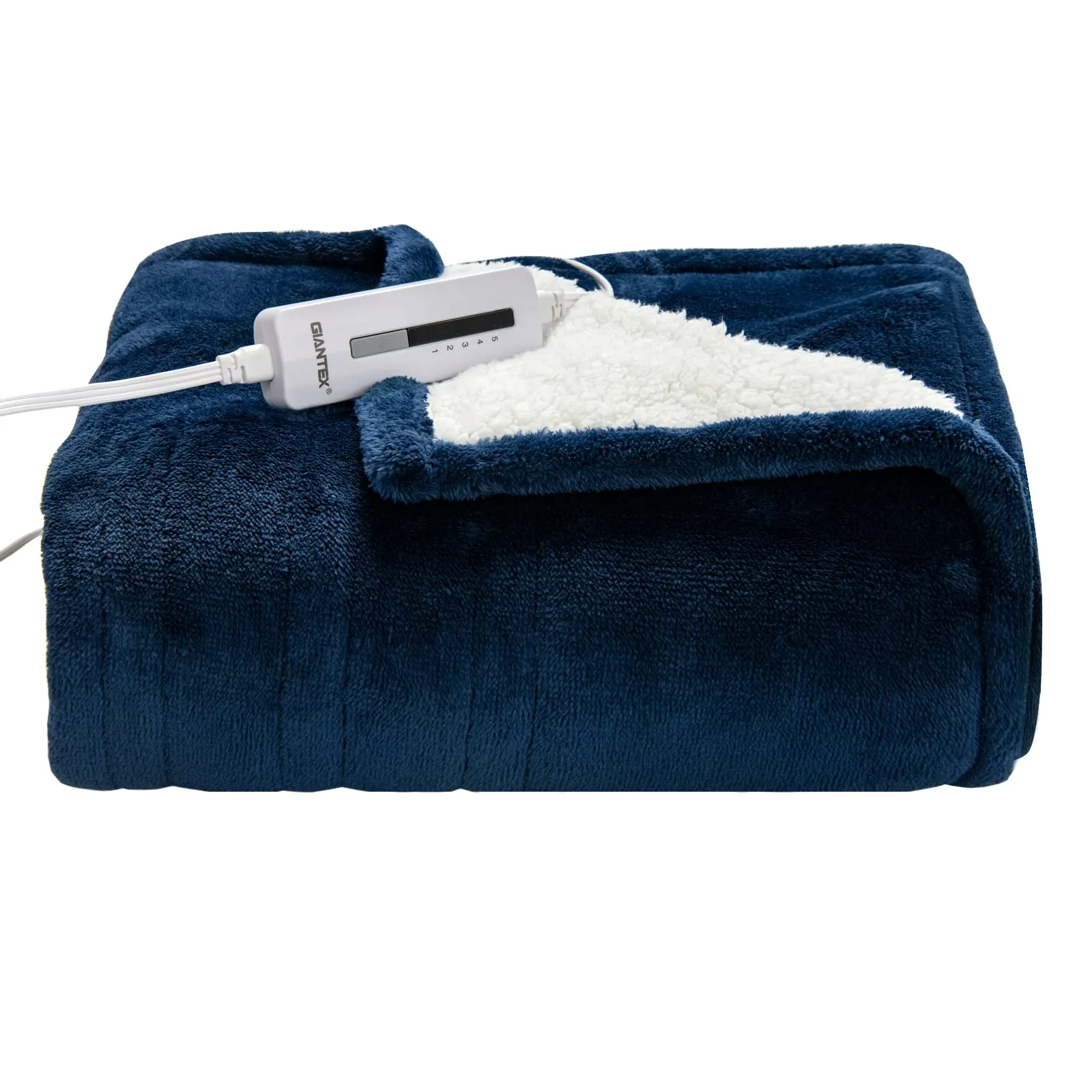 KOMFOTT Flannel Sherpa Double Side Electric Heated Blanket 50''x60'' with 5 heating levels