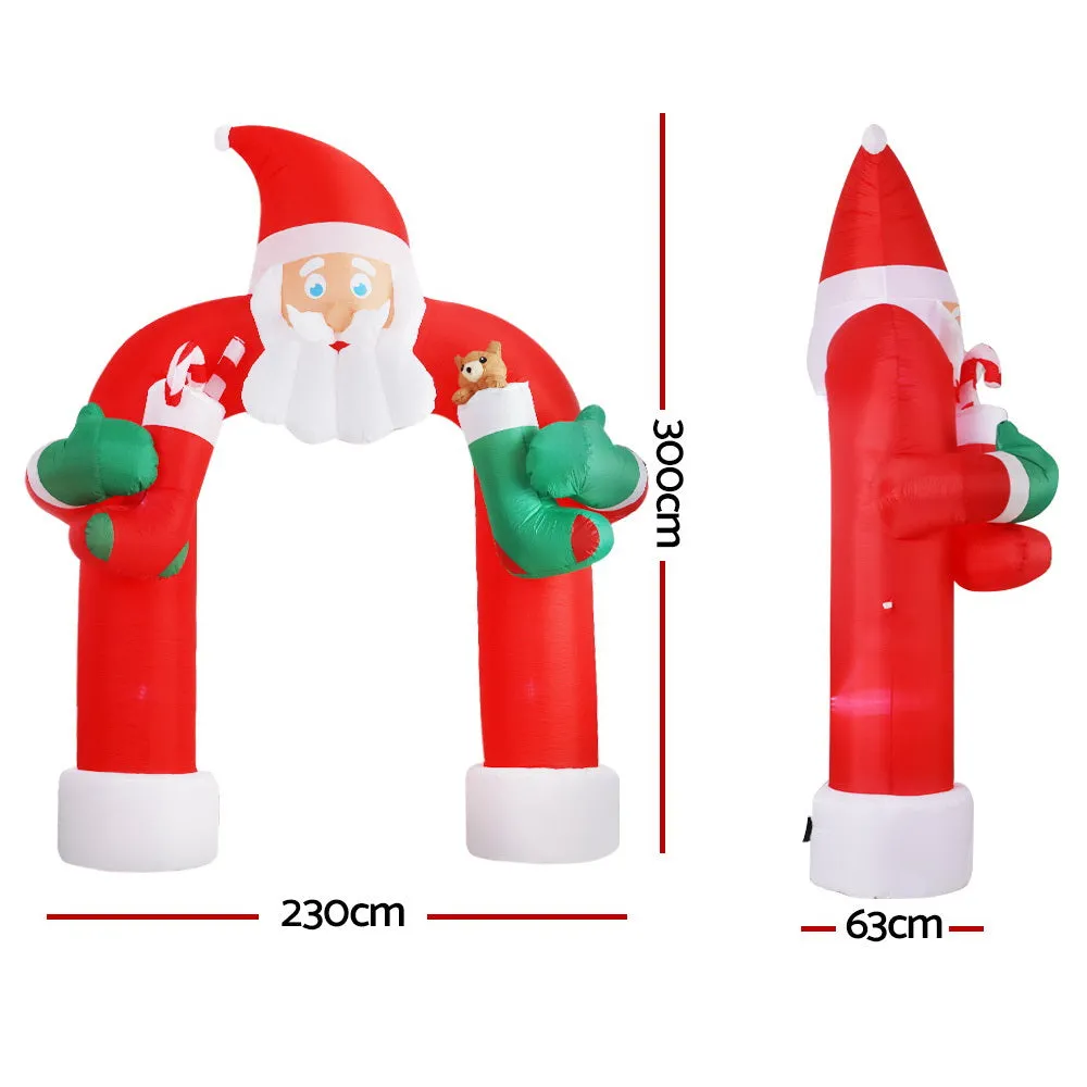 LED Inflatable Santa Archway, 2.3M Outdoor Xmas Decor, Jingle Jollys