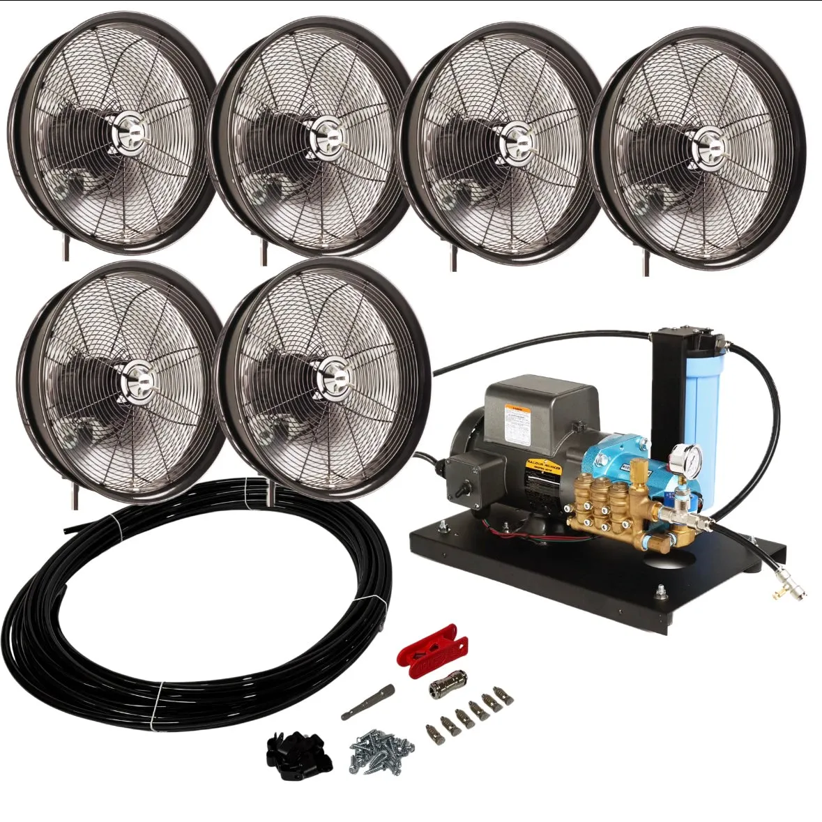 MCS Products 1.0 GPM Open Frame Misting Pump With 6 Misting Fan Kits