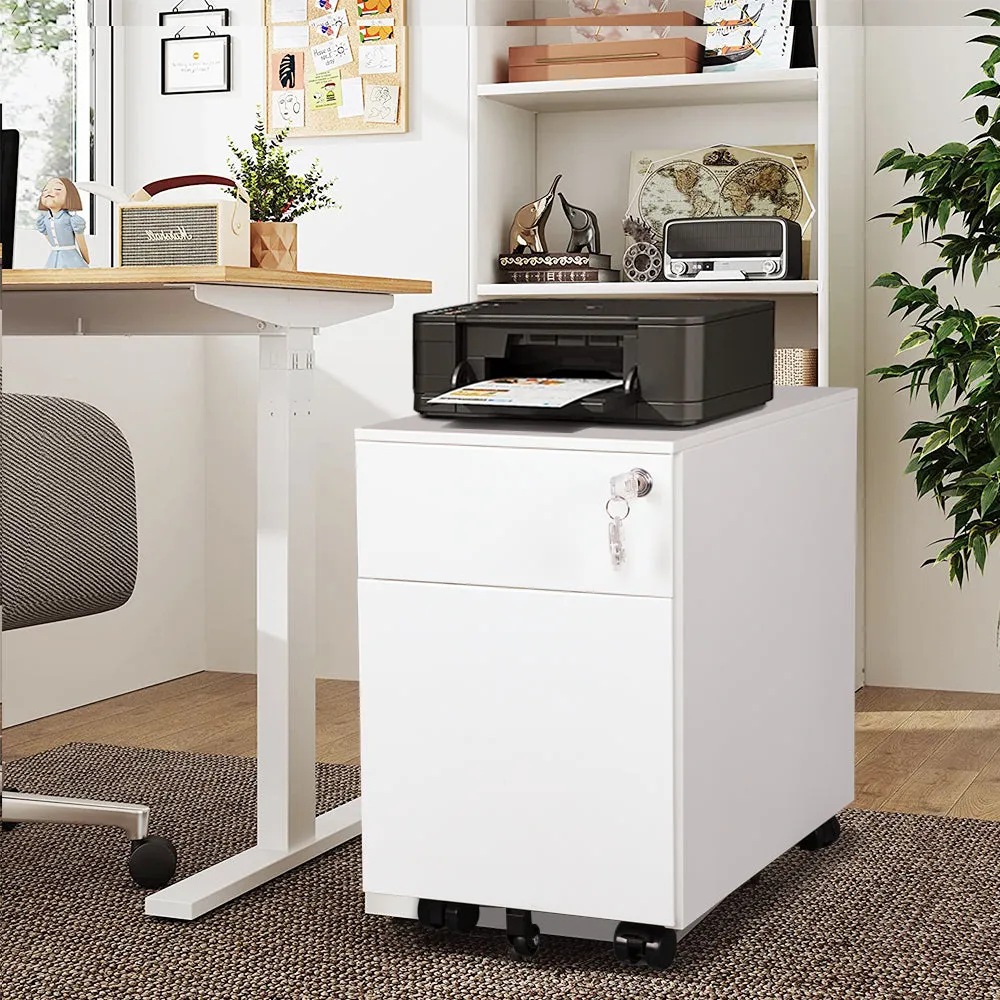 Metal File Cabinet with Lock -White