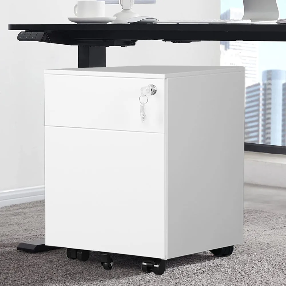 Metal File Cabinet with Lock -White