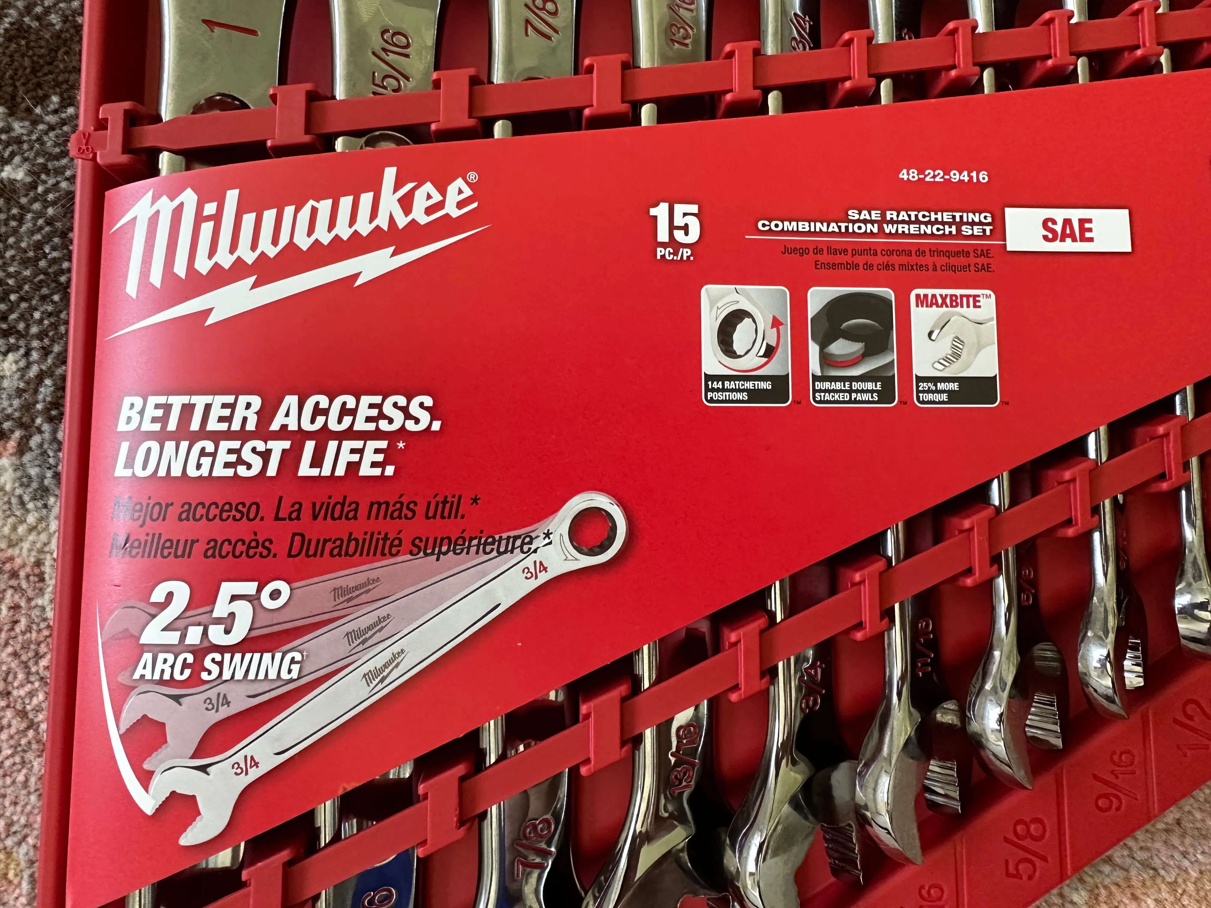 Milwaukee SAE Ratcheting Combination Wrench Set (15-Piece)