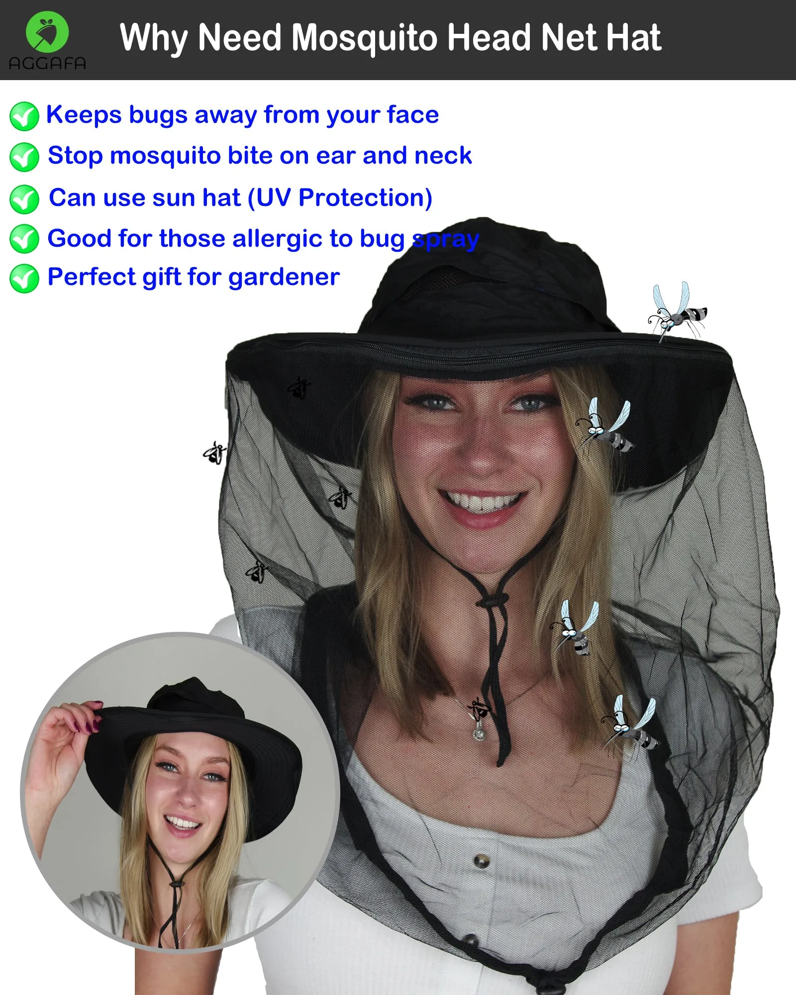 Mosquito hat (Black) and Mosquito sleeve (Small)