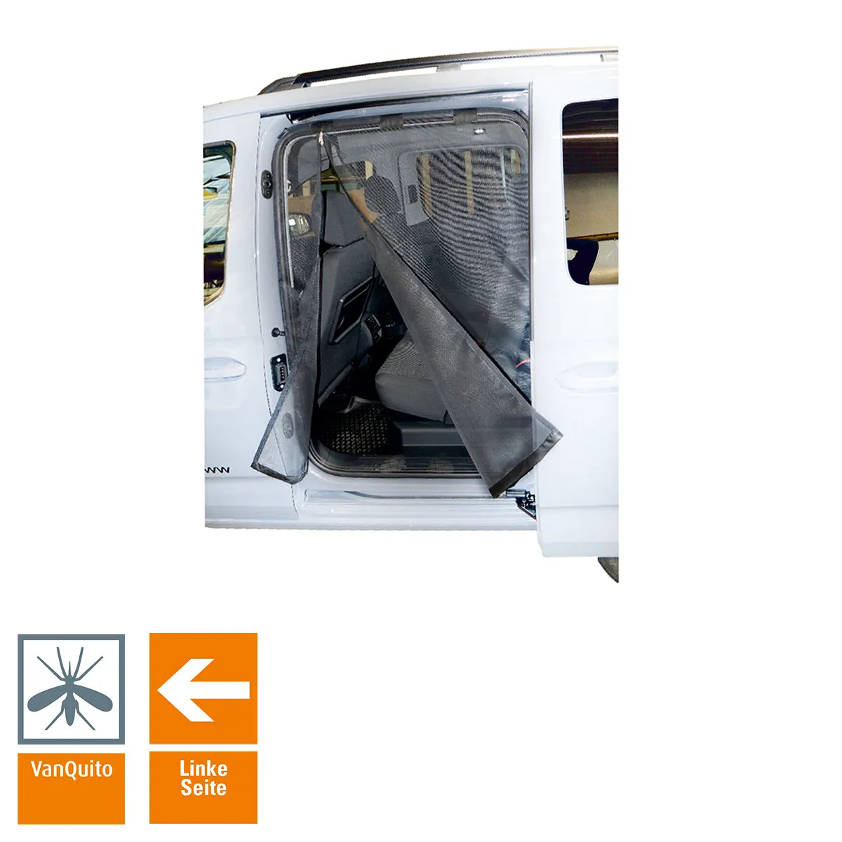 Mosquito Net VW Caddy SIDE from 2010-2020 with Integrated Zipper