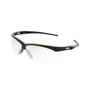 MP119PL MCR I/O Safety Black Wrap Around Safety Glasses with Clear Lenses, Private Label