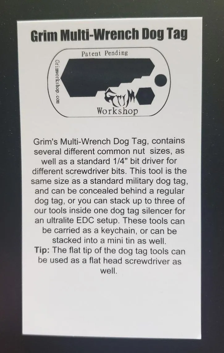 Multi Wrench Dog Tag: EDC Wrench and Bit Driver