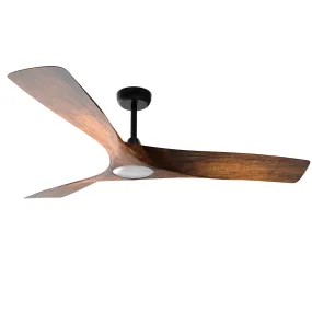 NEWCASTLE 158cm / 62 inch 3 Blade DC Modern Ceiling Fan Walnut in Hand Painted LED Light kit 4000K