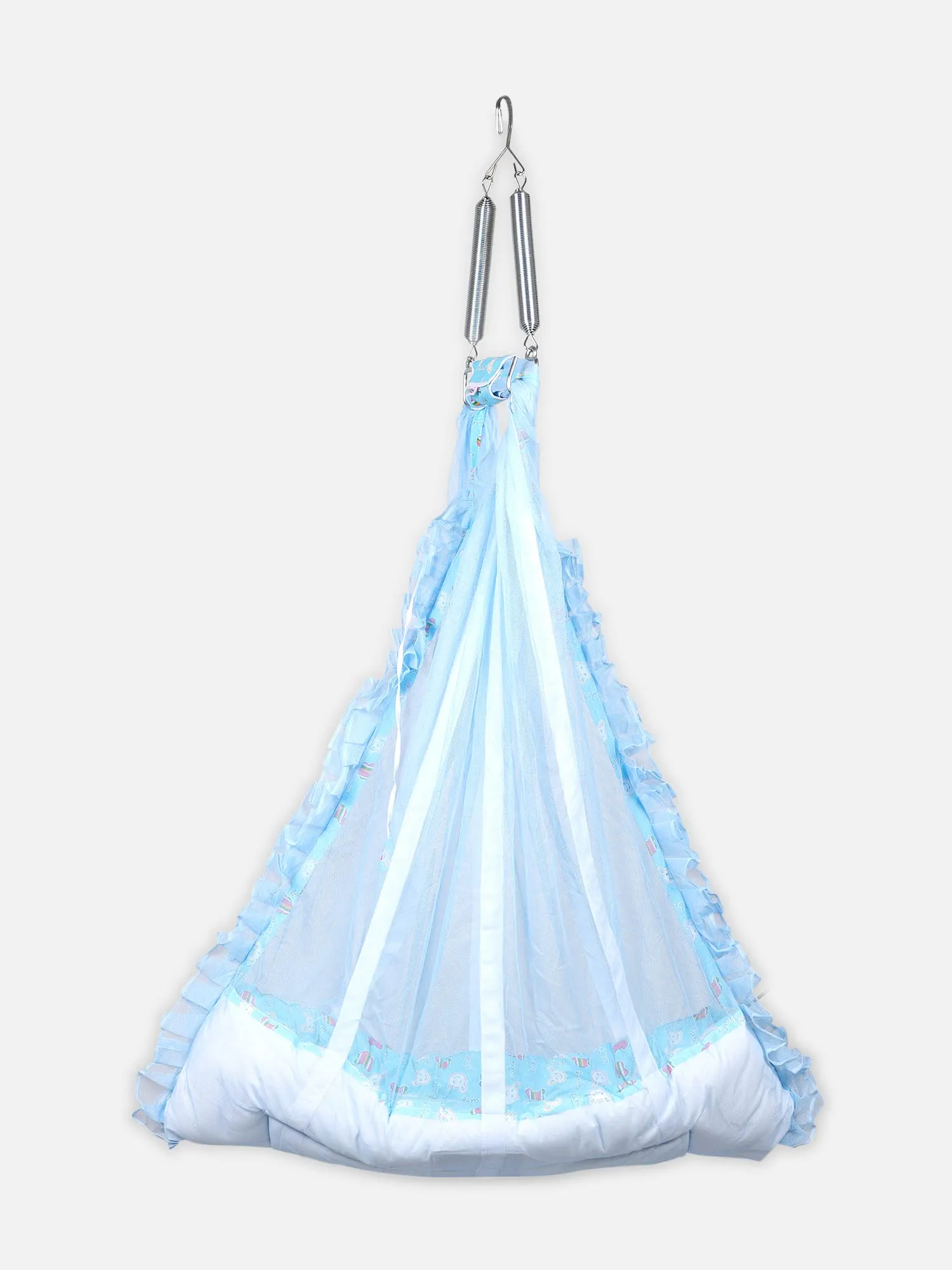 Oh Baby Printed Thuli Mosquito Net Cotton Bed - Blue